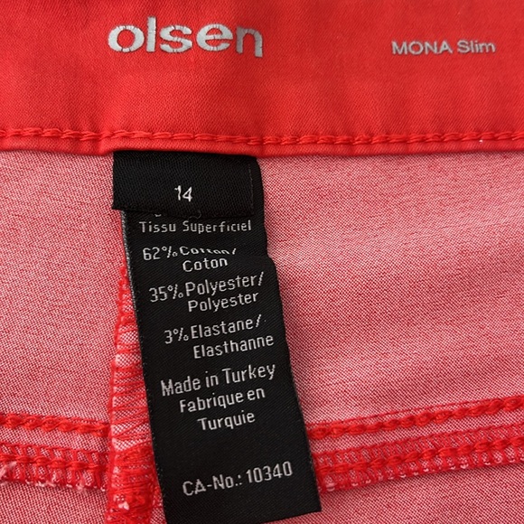 Olsen Mona Slim Blossom Red Jeans Size 14 - Picture 11 of 14